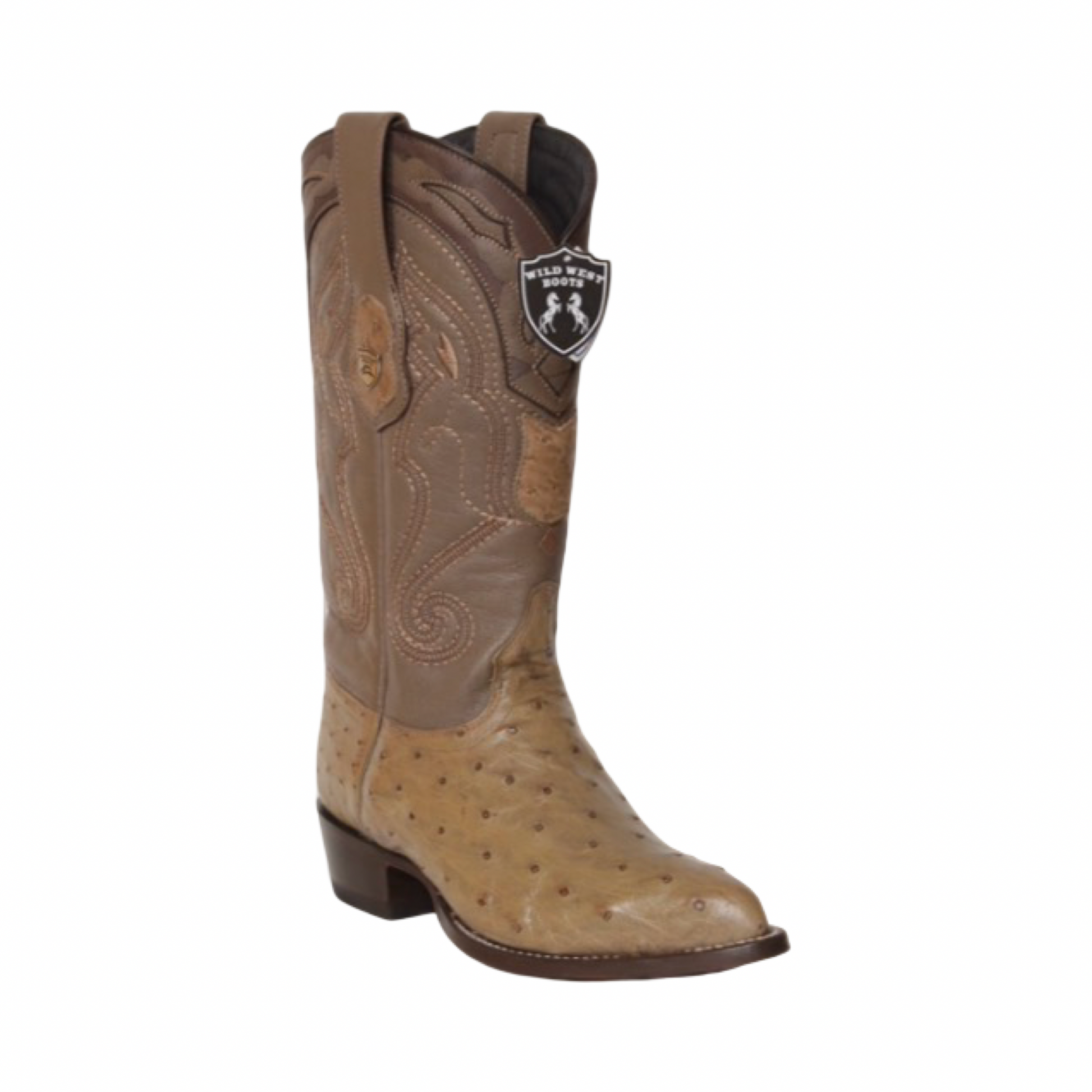 Botas de avestruz color Sáhara con horma Puntal.