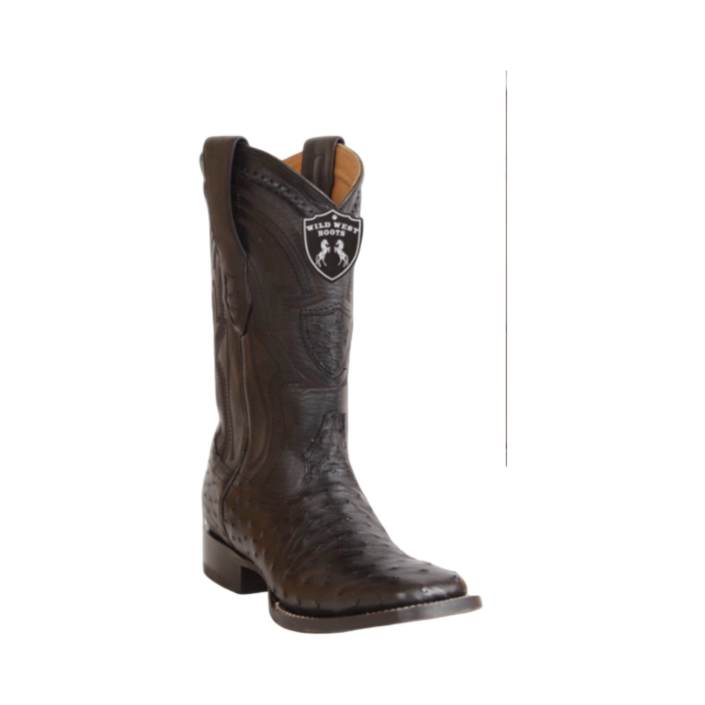 Botas de avestruz color negro con horma Ranchera.