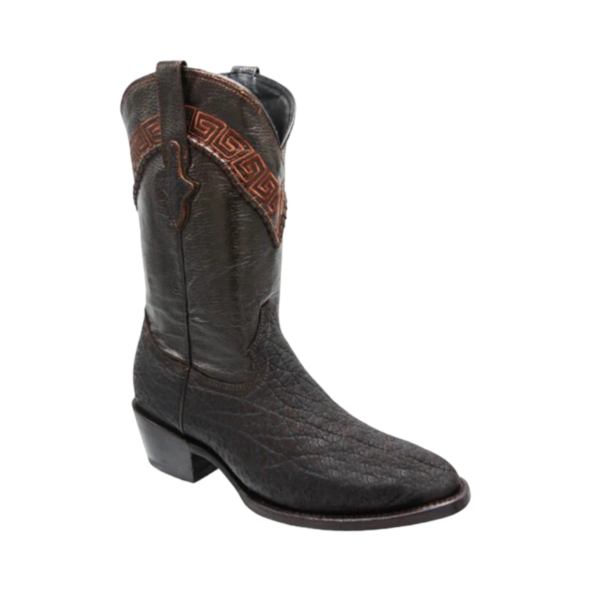 Botas Cuello de Toro Negro con Café White Diamond horma 900