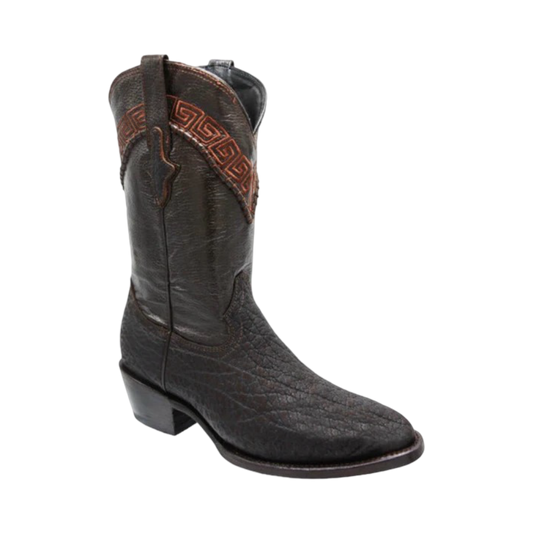 Botas Cuello de Toro Negro con Café White Diamond horma 900