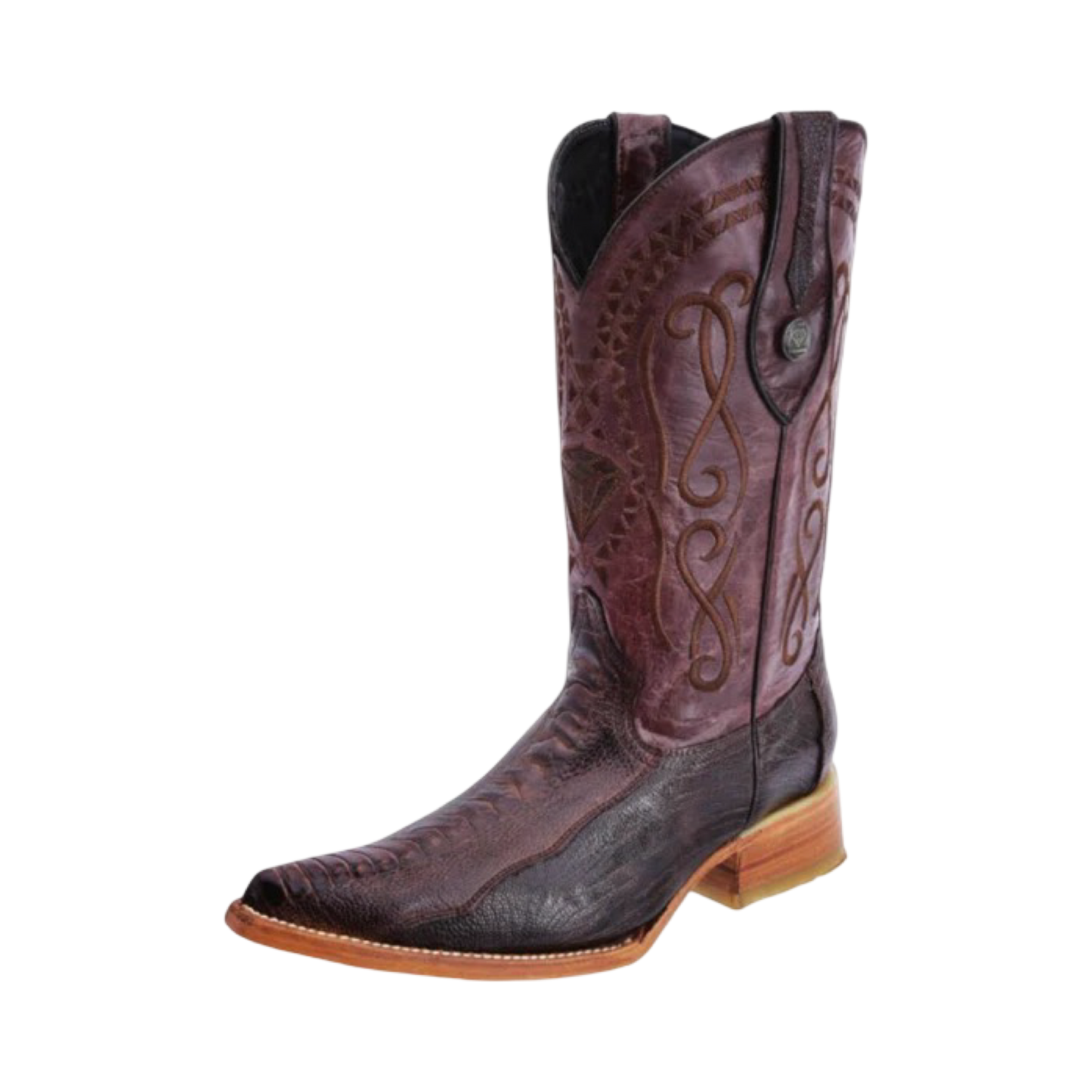 Botas café de pata de avestruz con horma 3X WD.