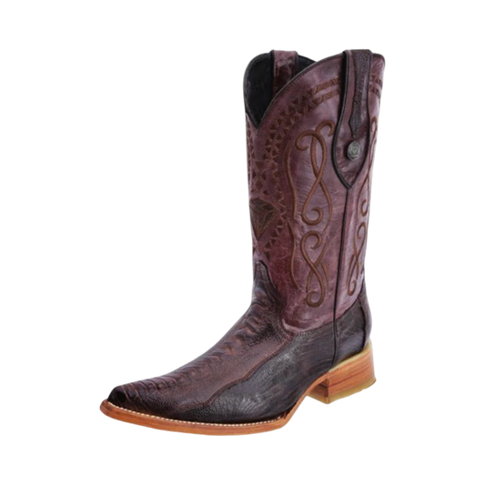 Botas café de pata de avestruz con horma 3X WD.