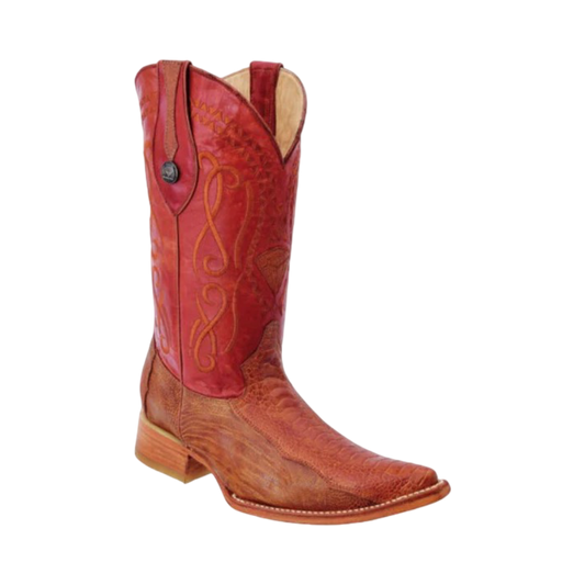 Botas cognac de pata de avestruz con horma 3X WD.
