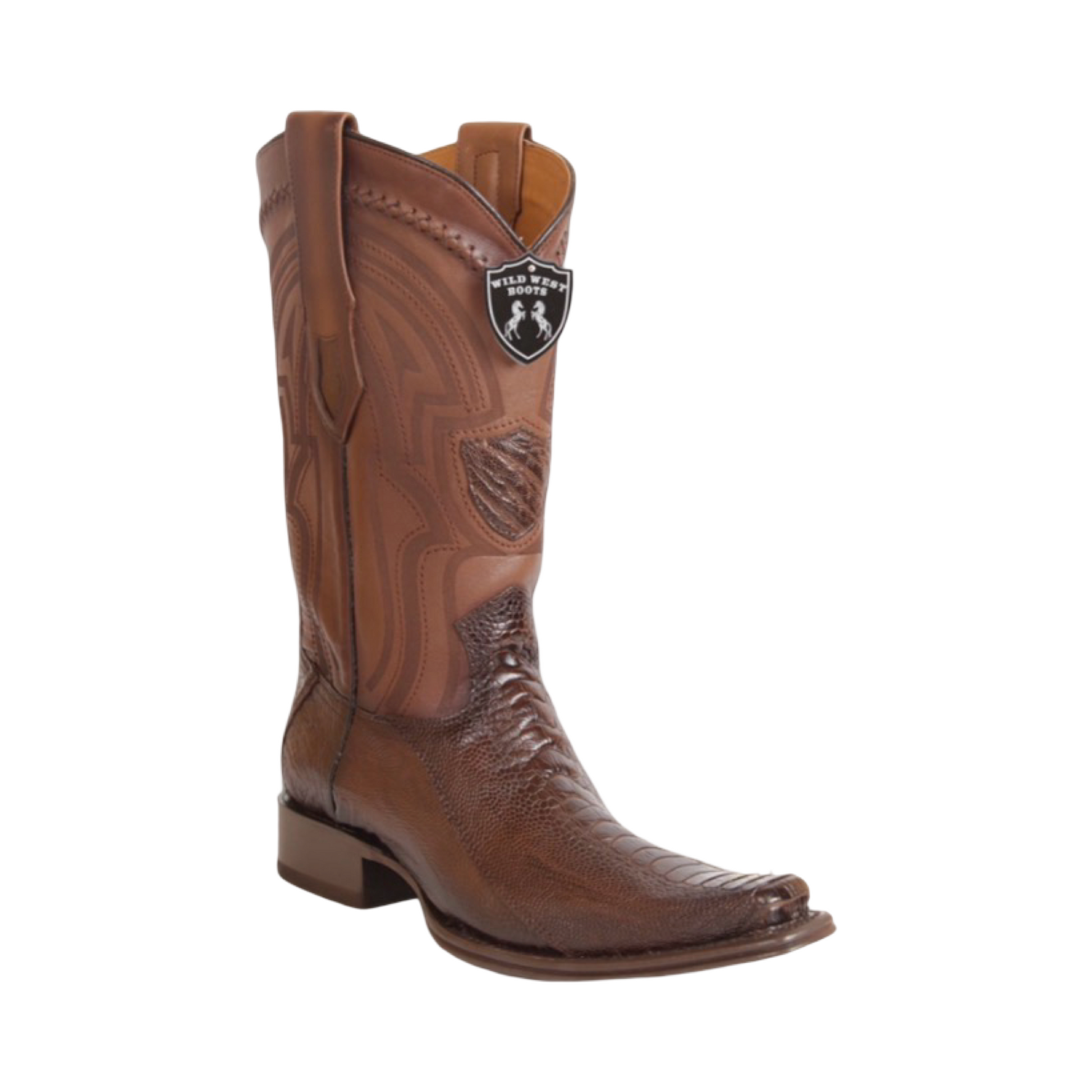 Botas de pata de avestruz completa color Faded Brown.