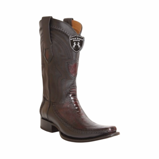 Botas de pata de avestruz color Blackcherry modelo alterno.