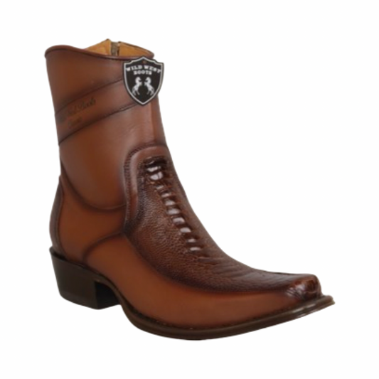 Botas de pata de avestruz color Faded Brown con horma Europea.
