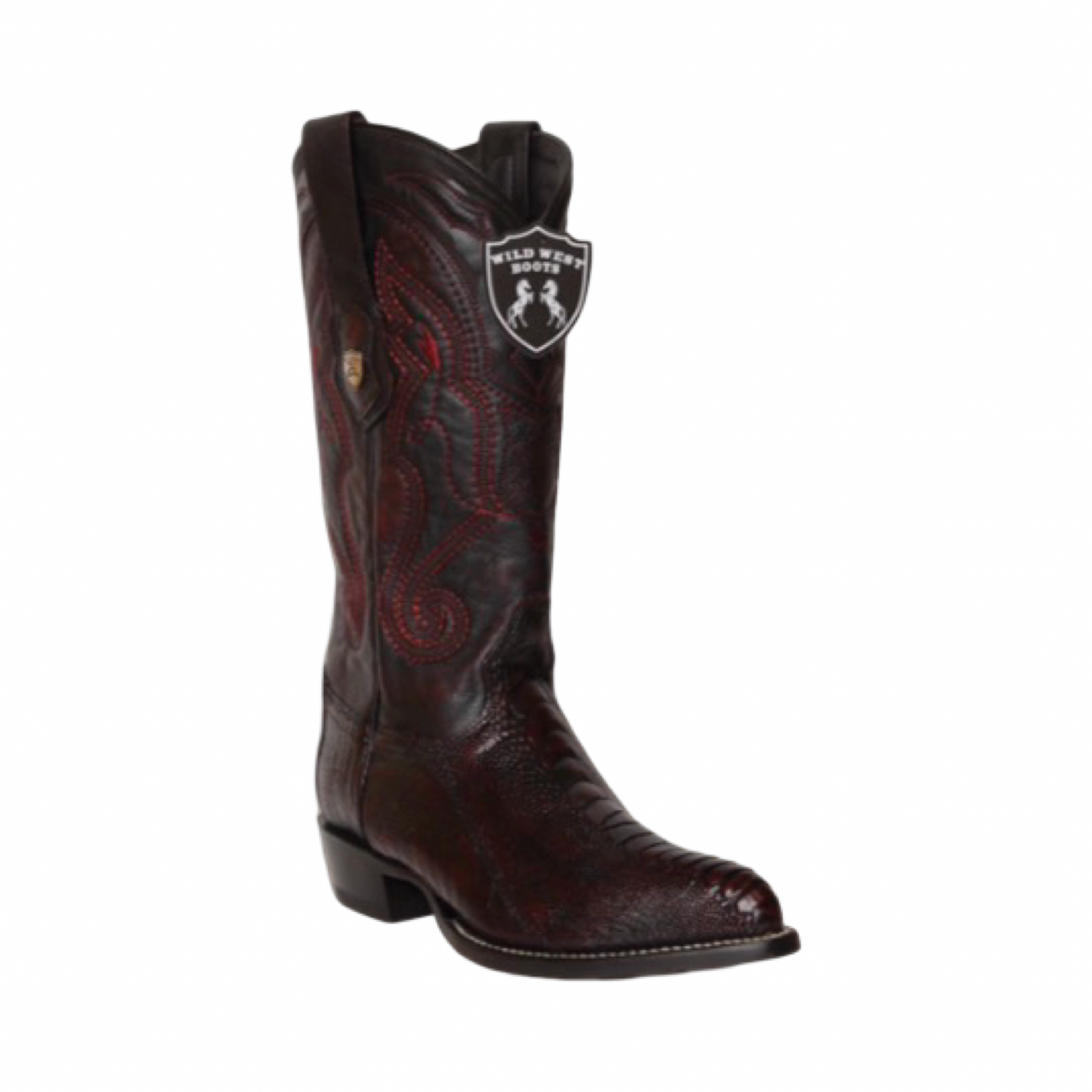 Botas de pata de avestruz color Blackcherry con horma Puntal.