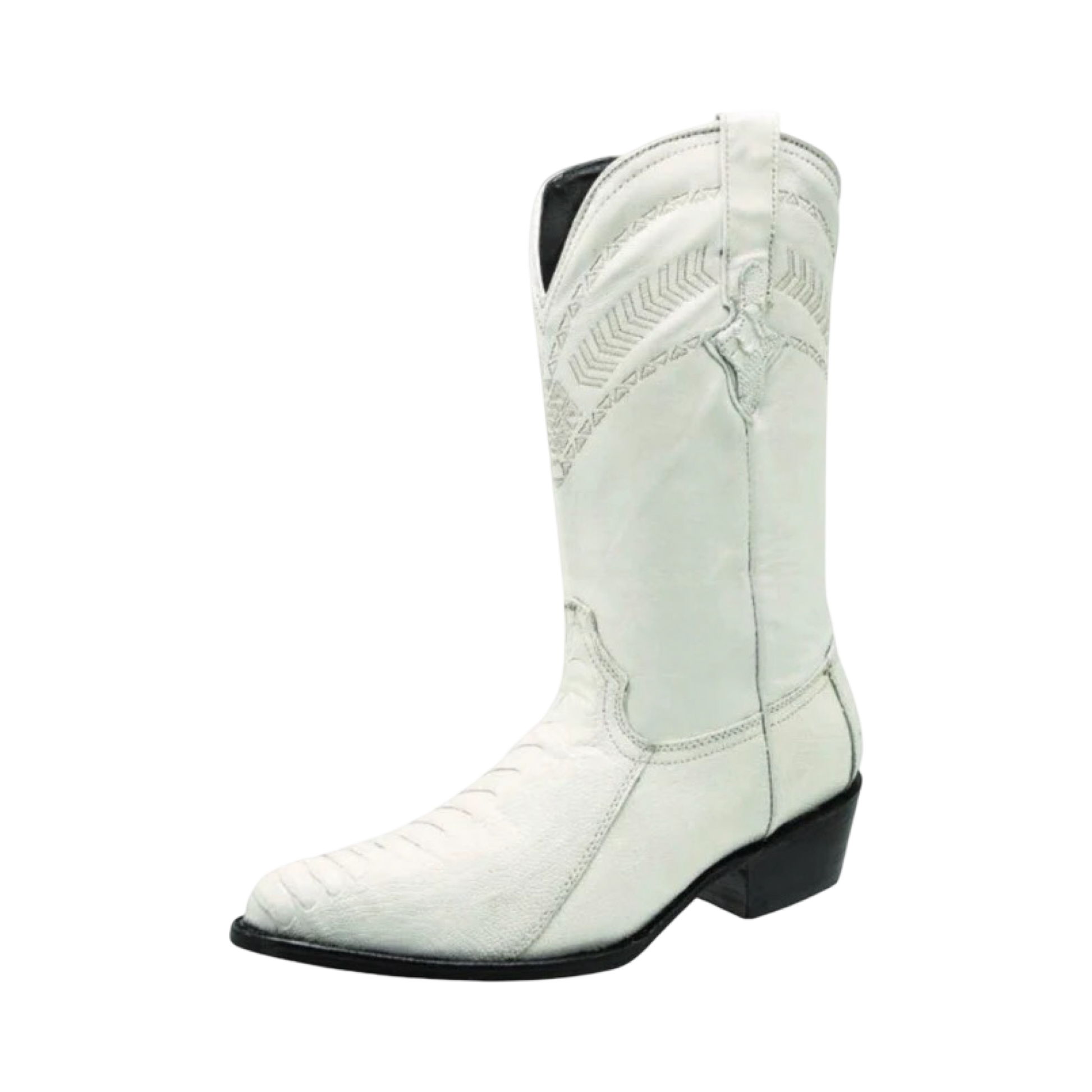 Botas blancas de pata de avestruz con horma Puntal WD.