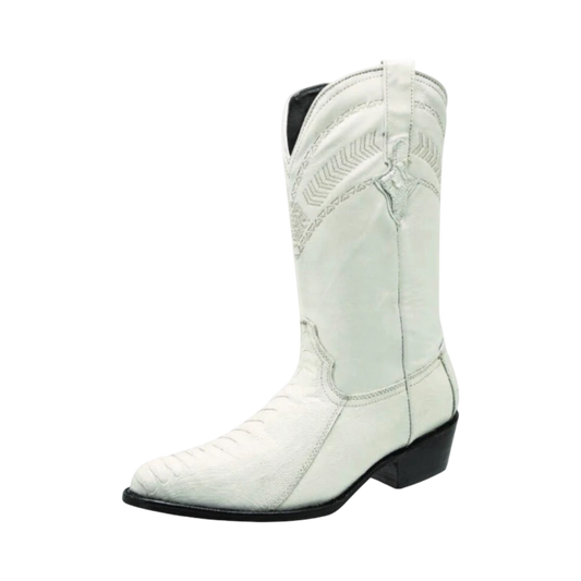 Botas blancas de pata de avestruz con horma Puntal WD.