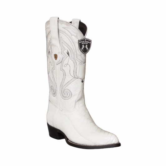 Botas de pata de avestruz blancas con horma Puntal.