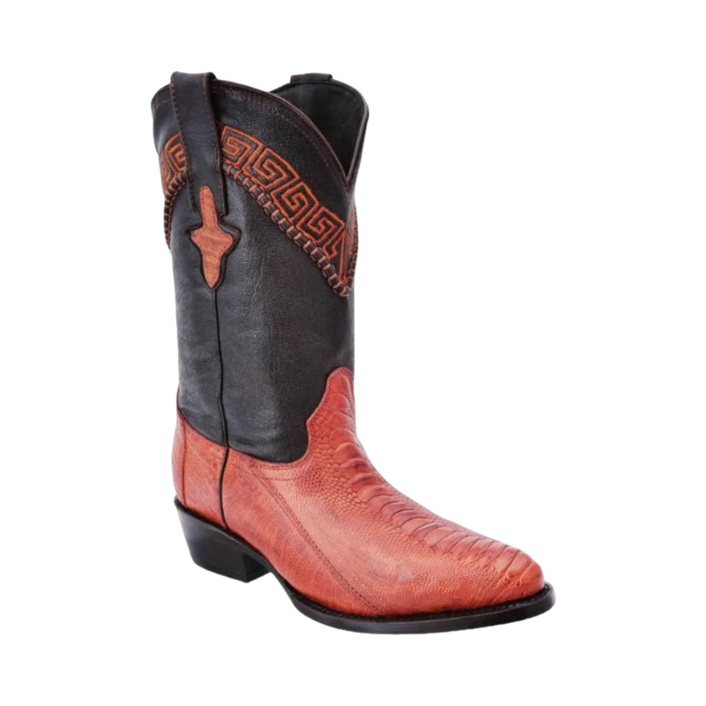 Botas de pata de avestruz color cognac con horma Puntal WD.