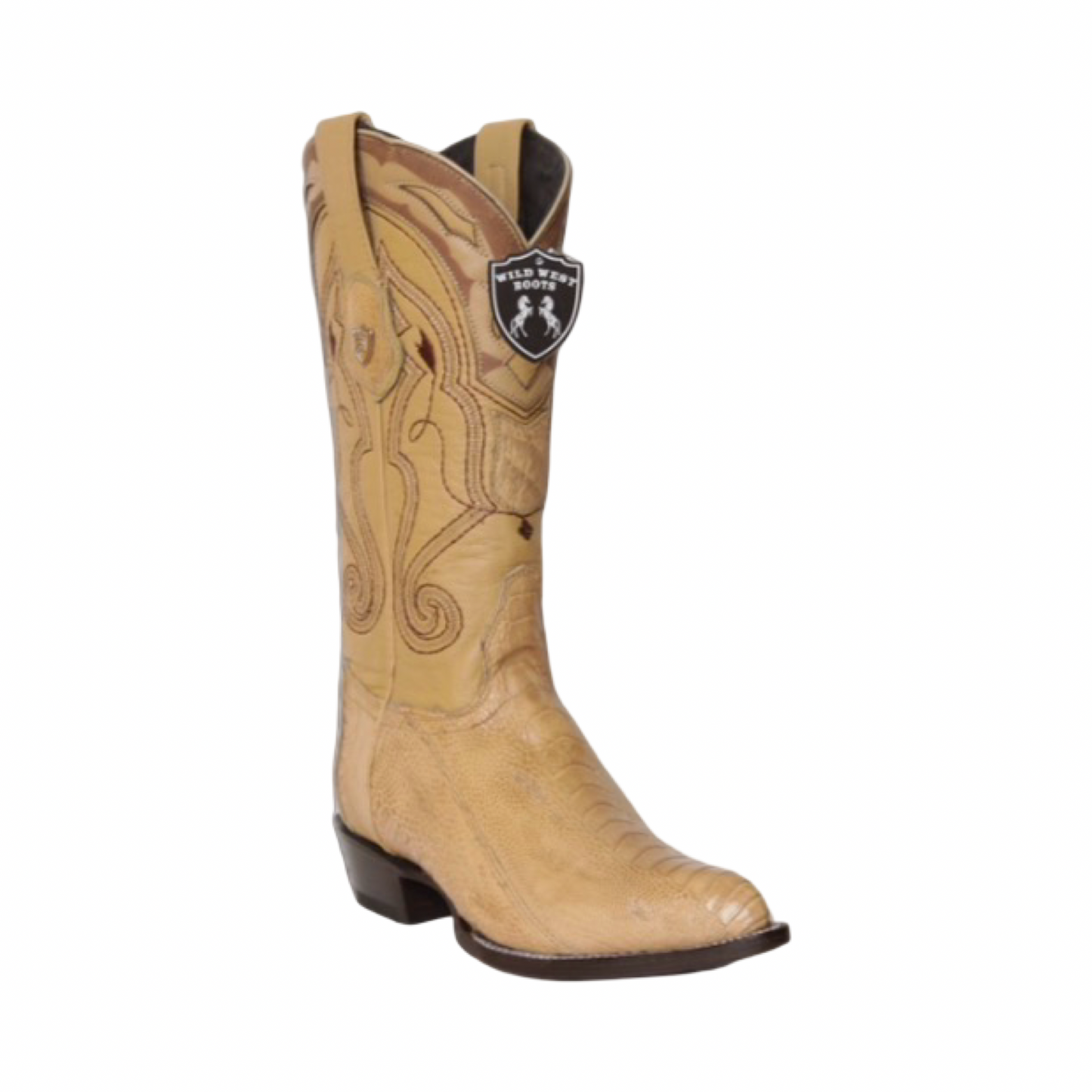 Botas de pata de avestruz color Oryx con horma Puntal.