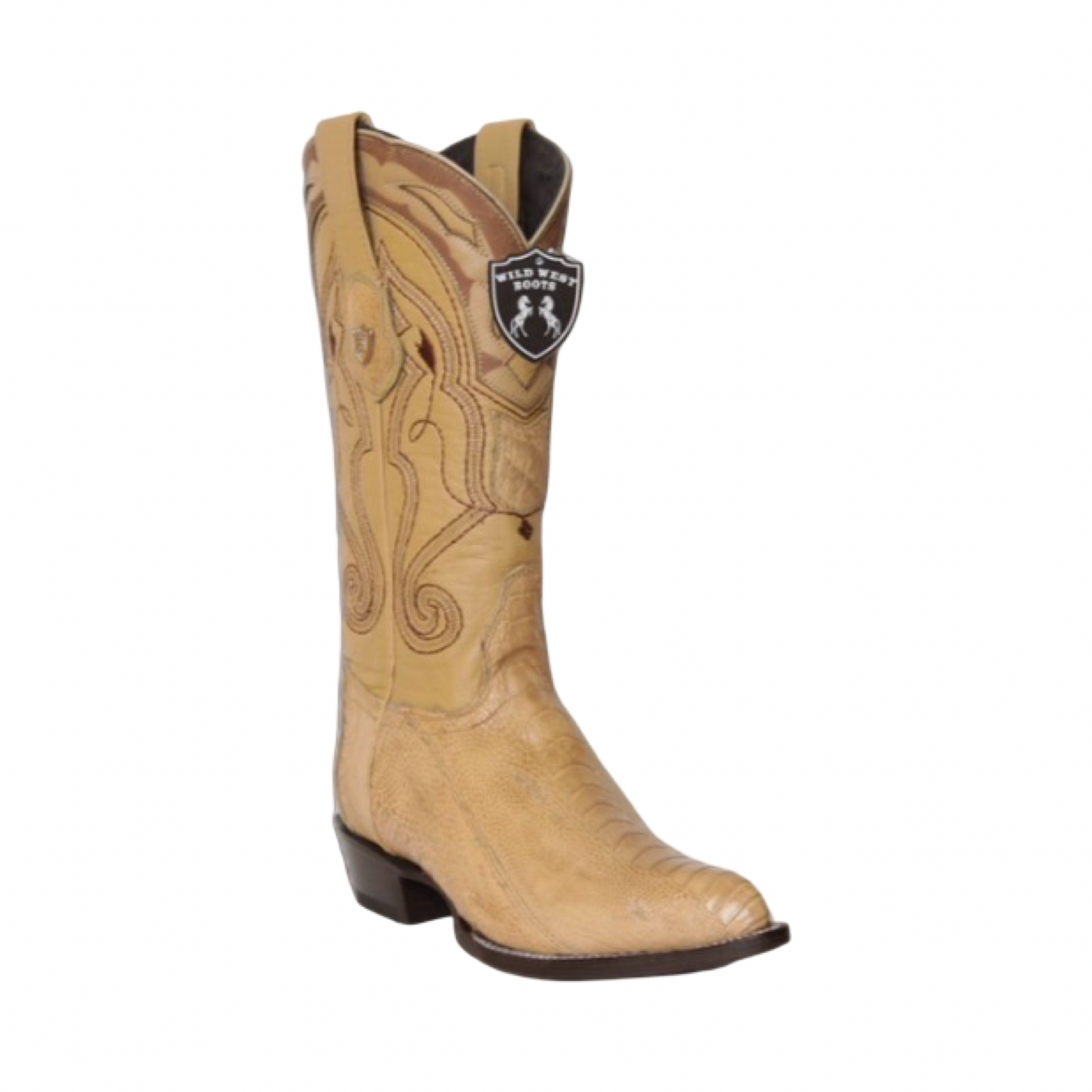 Botas de pata de avestruz color Oryx con horma Puntal.