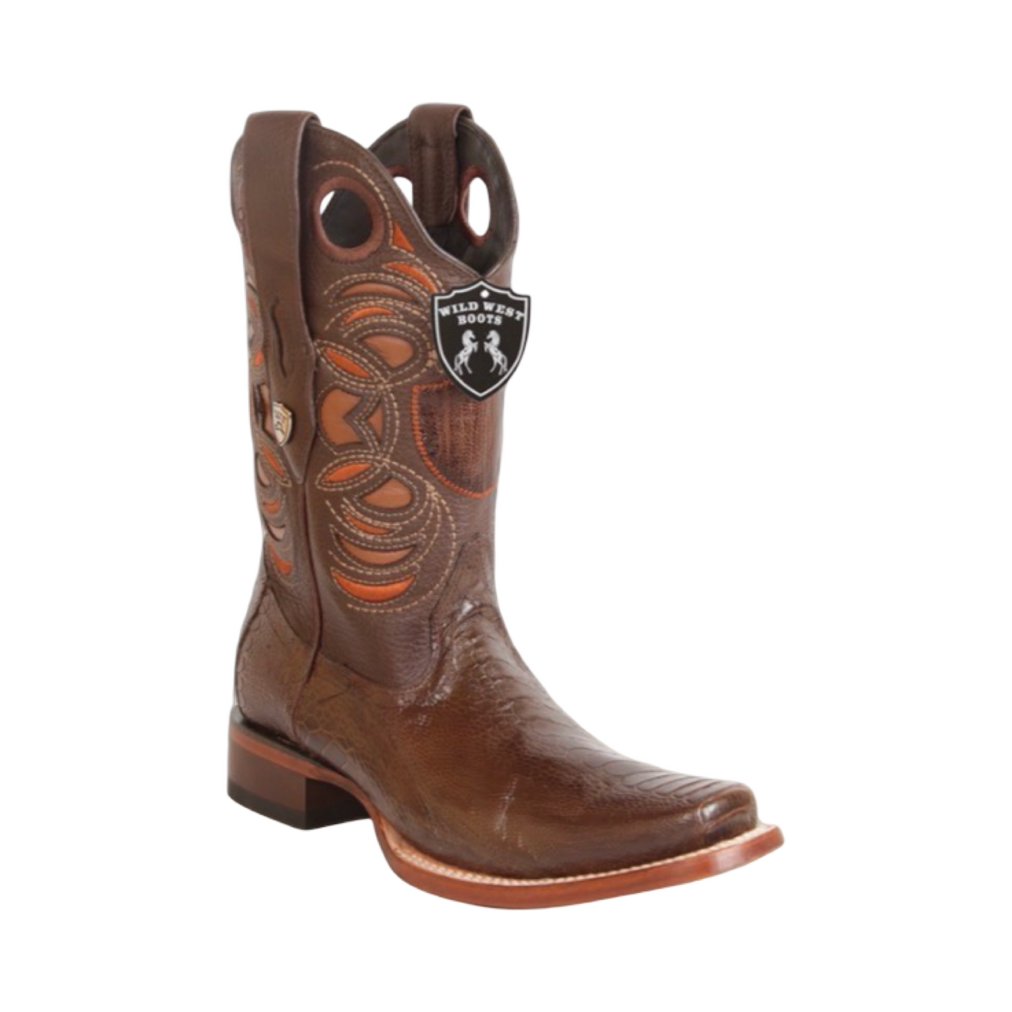 Botas estilo rodeo de pata de avestruz color café.