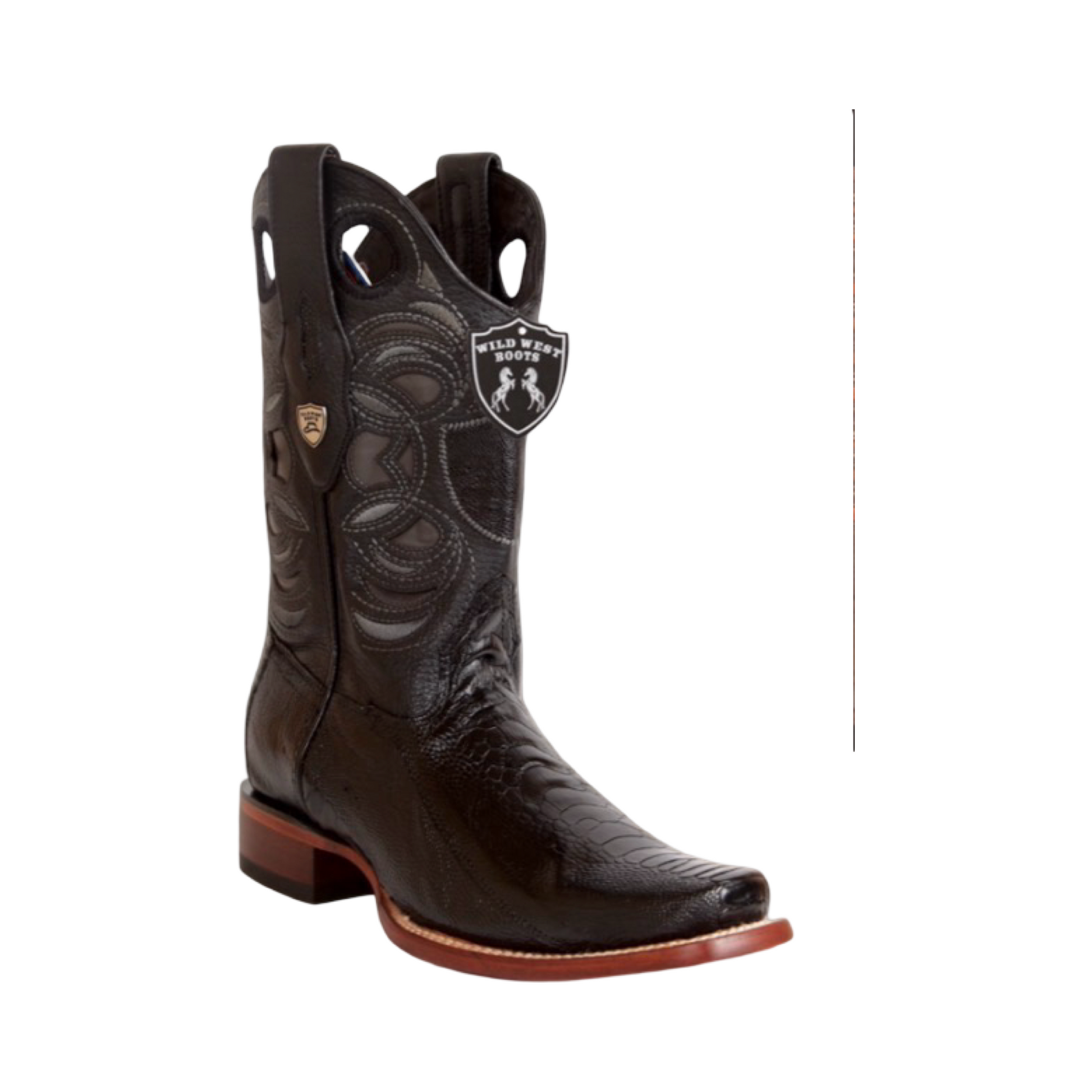 Botas de pata de avestruz negras estilo Rodeo.