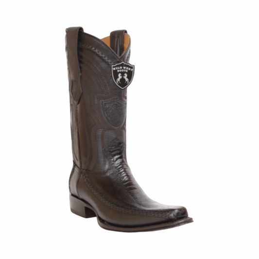 Botas de pata de avestruz y venado negras con horma Europea.