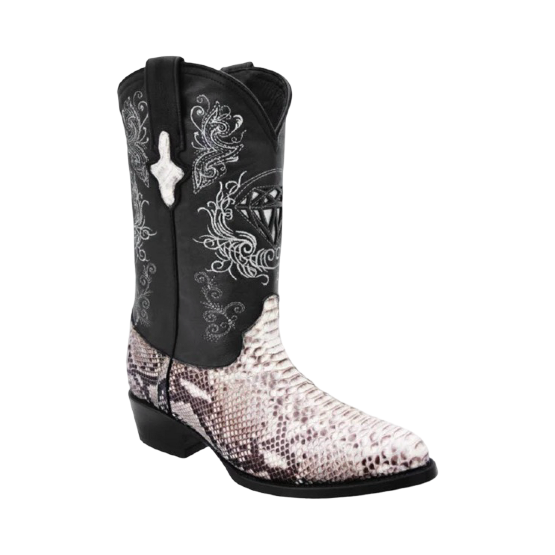 Botas originales de pitón natural con horma Puntal de White Diamonds Boots.