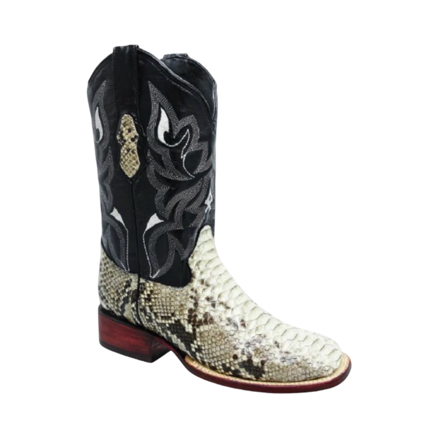 Botas de pitón natural para hombre con horma Rodeo en estilo vaquero.