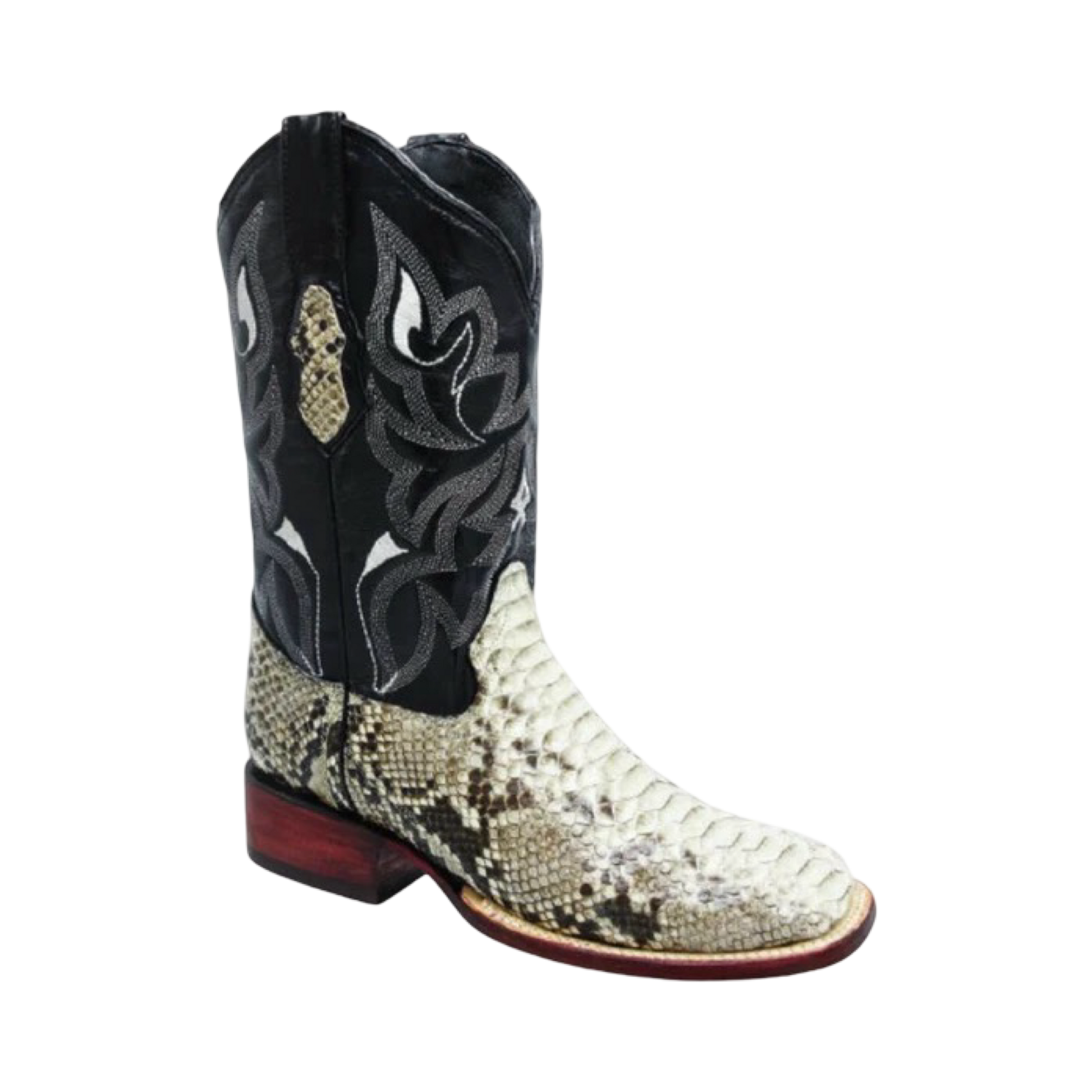 Botas de pitón natural para hombre con horma Rodeo en estilo vaquero.