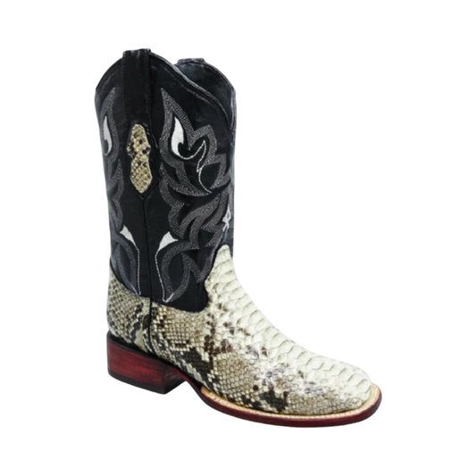 Botas de pitón natural para hombre con horma Rodeo en estilo vaquero.