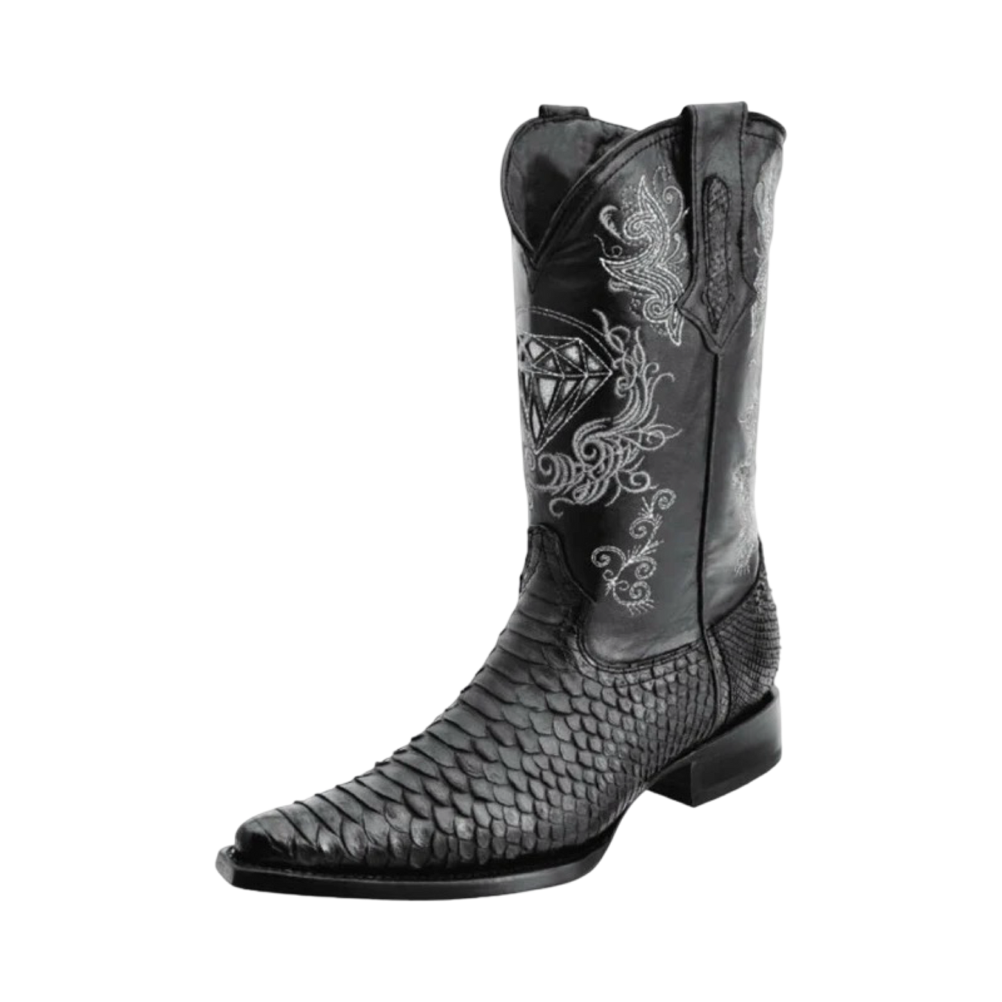 Botas de pitón negro horma 3X para hombre de White Diamonds Boots.