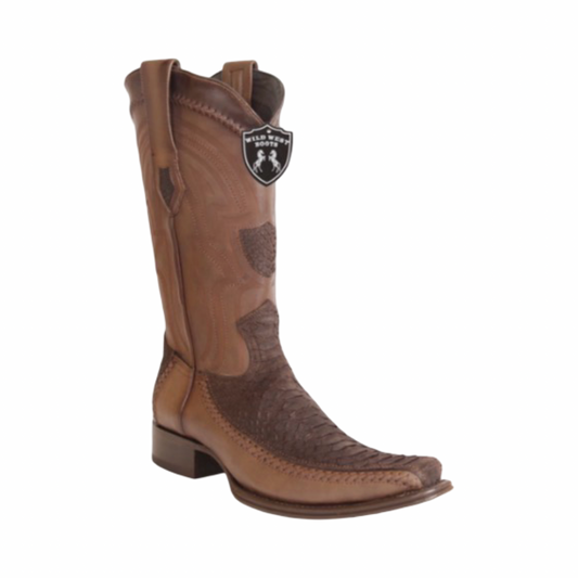 Botas de pitón Nubuck Brown con diseño European Wild West