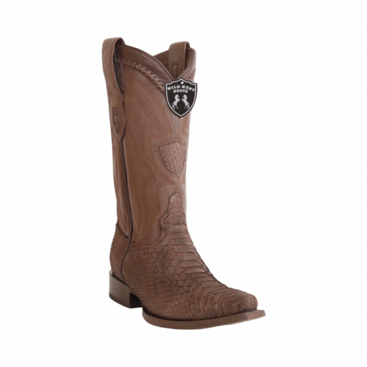 Botas de pitón Nubuck Brown punta Snip Toe