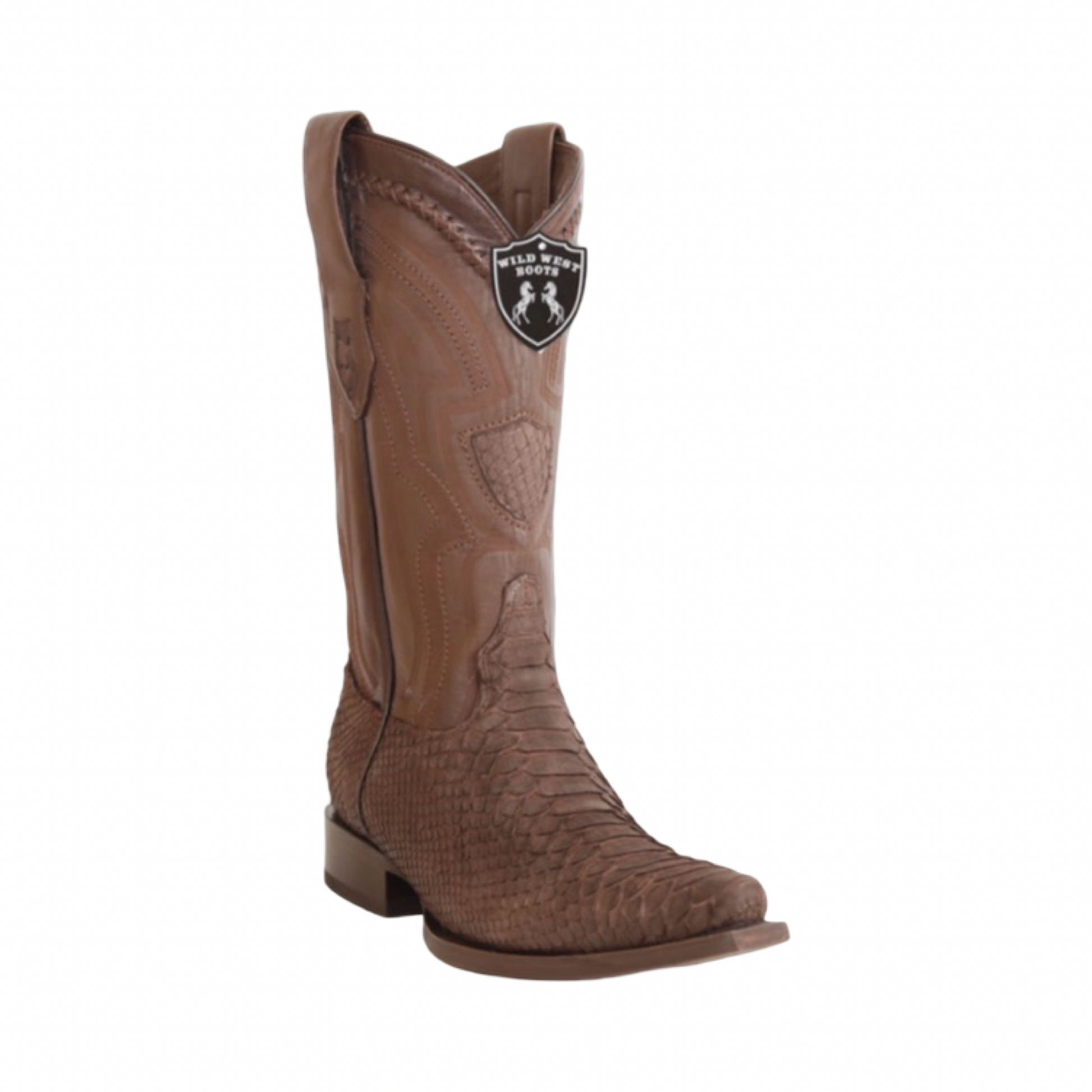 Botas de pitón Nubuck Brown punta Snip Toe