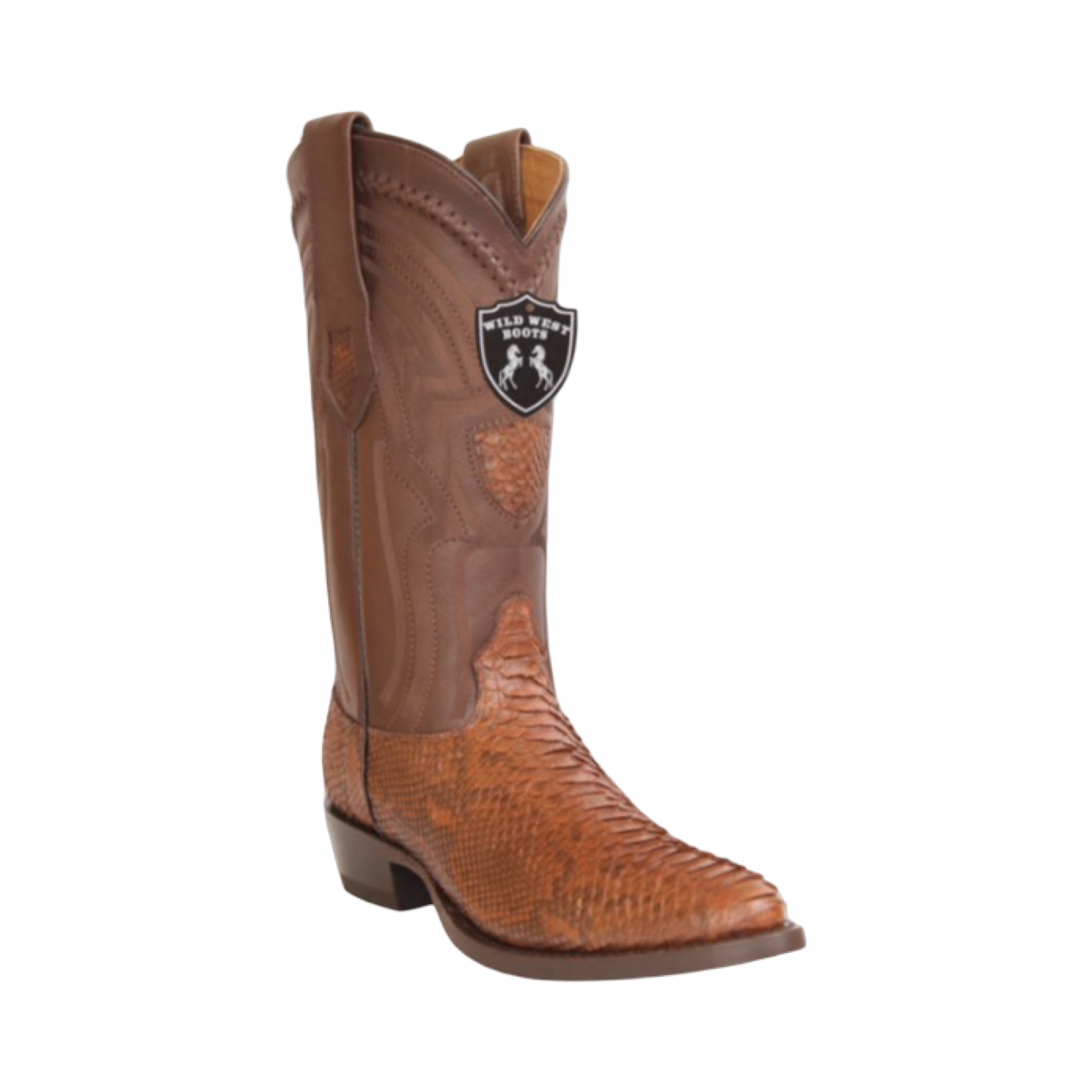 Botas de pitón Porto Brown con punta redonda Wild West