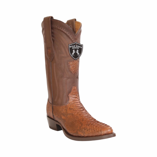 Botas de pitón Porto Brown con punta redonda Wild West