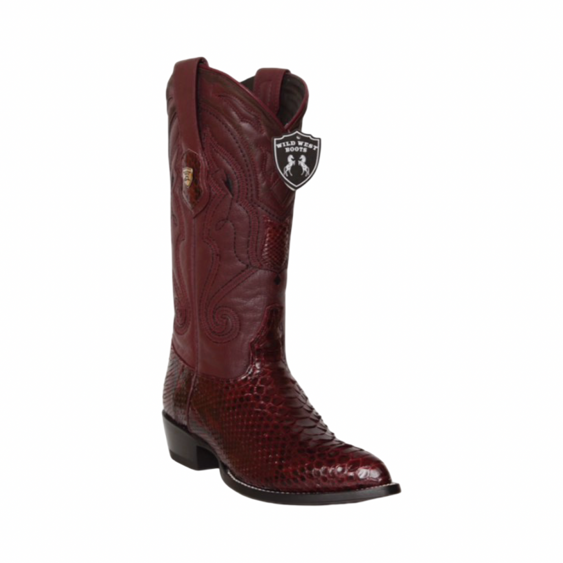 Botas de pitón color Vino con horma Puntal