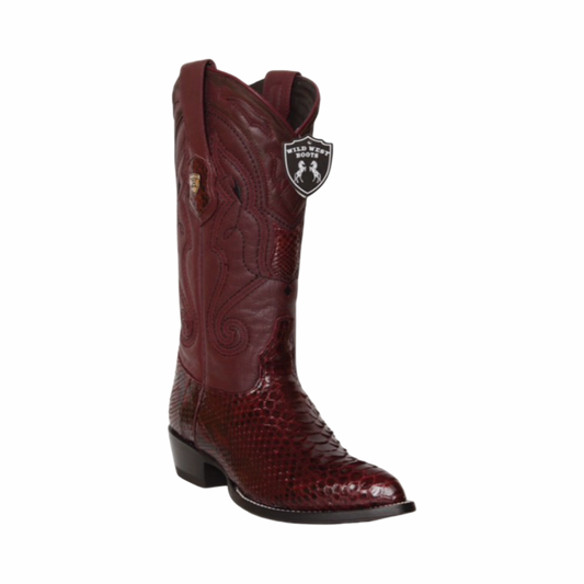 Botas de pitón color Vino con horma Puntal