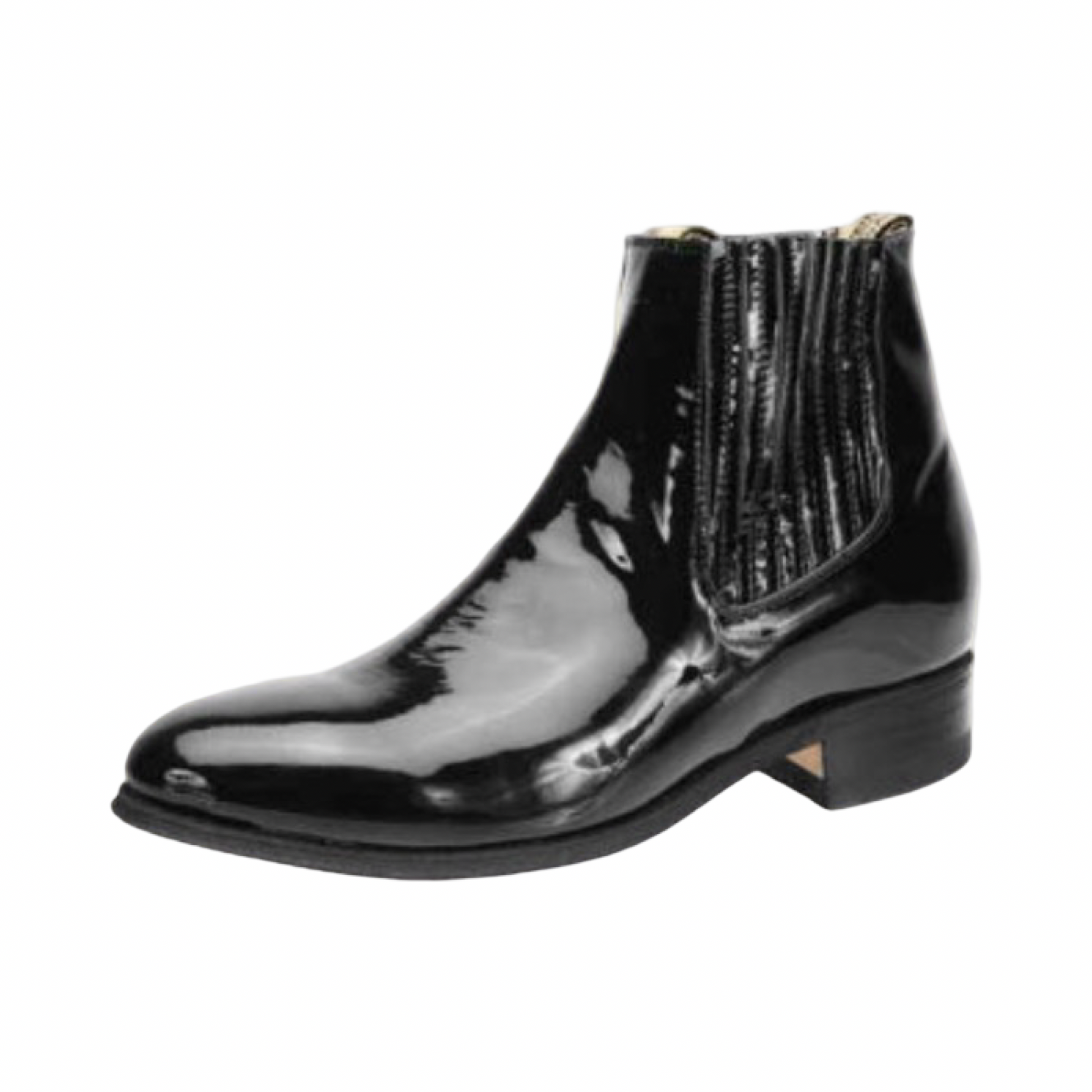 Botines charros para hombre de charol negro con diseño tradicional mexicano