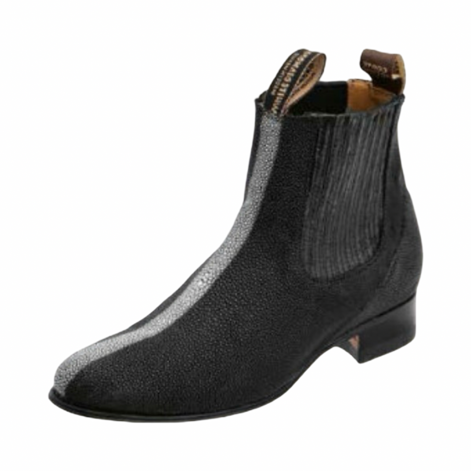 Botines charros para hombre de mantarraya negra con textura exótica