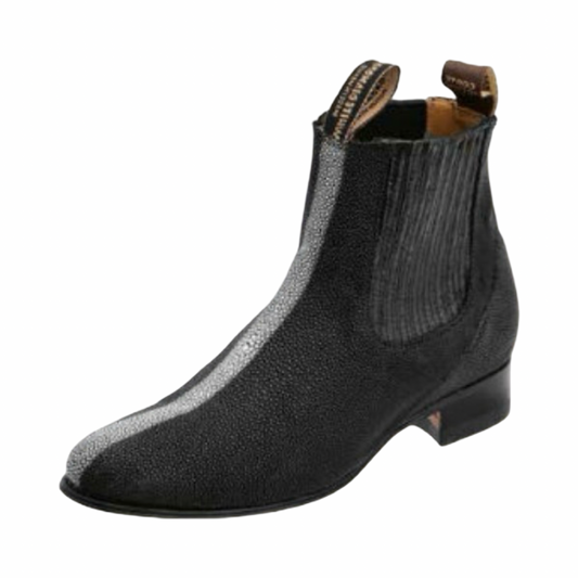 Botines charros para hombre de mantarraya negra con textura exótica