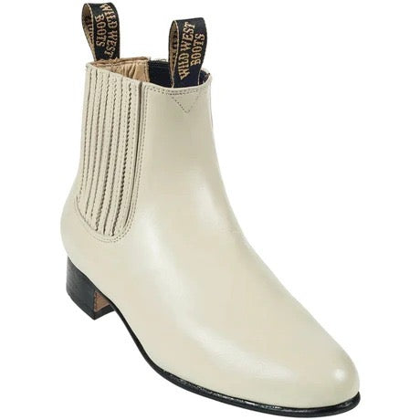 Beige Chelsea boot with 'Wild West Boots' branding on a white background