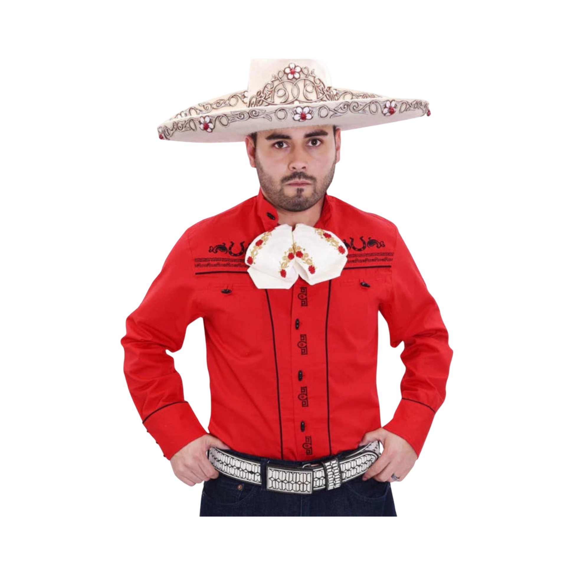 Camisa charra roja con negro para niño, ropa mexicana infantil perfecta para fiestas, desfiles y rodeos.