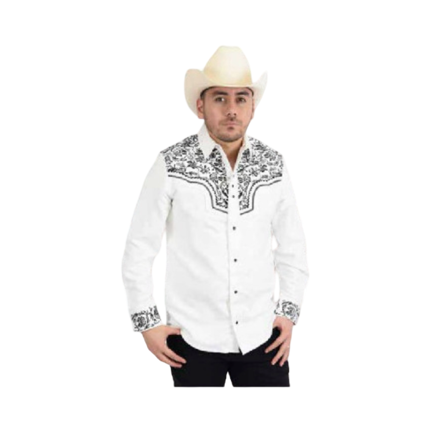 Camisa vaquera blanca tipo gamuza con bordado negro White Diamonds Boots
