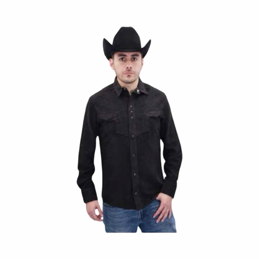 Camisa vaquera negra completa estilo western
