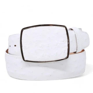 White belt with a large square buckle on a white background