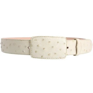 Beige belt with studded detail on a white background