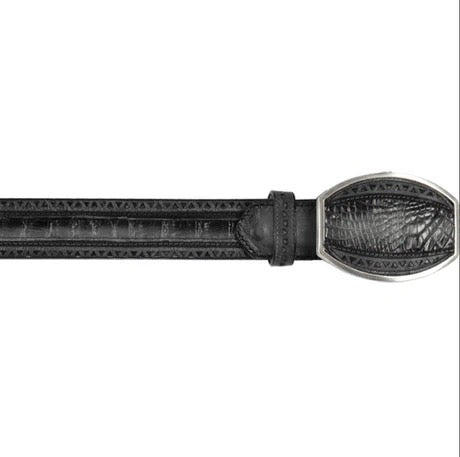 Cinturón Gris Difuminado de Cocodrilo Caimán – Estilo Premium Los Altos Boots