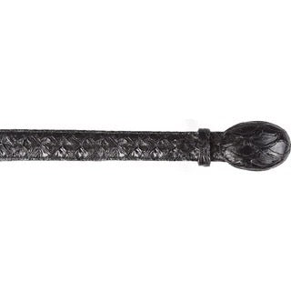 Cinto de Pirarucú Negro Brillante con Acabado Elegante – Los Altos