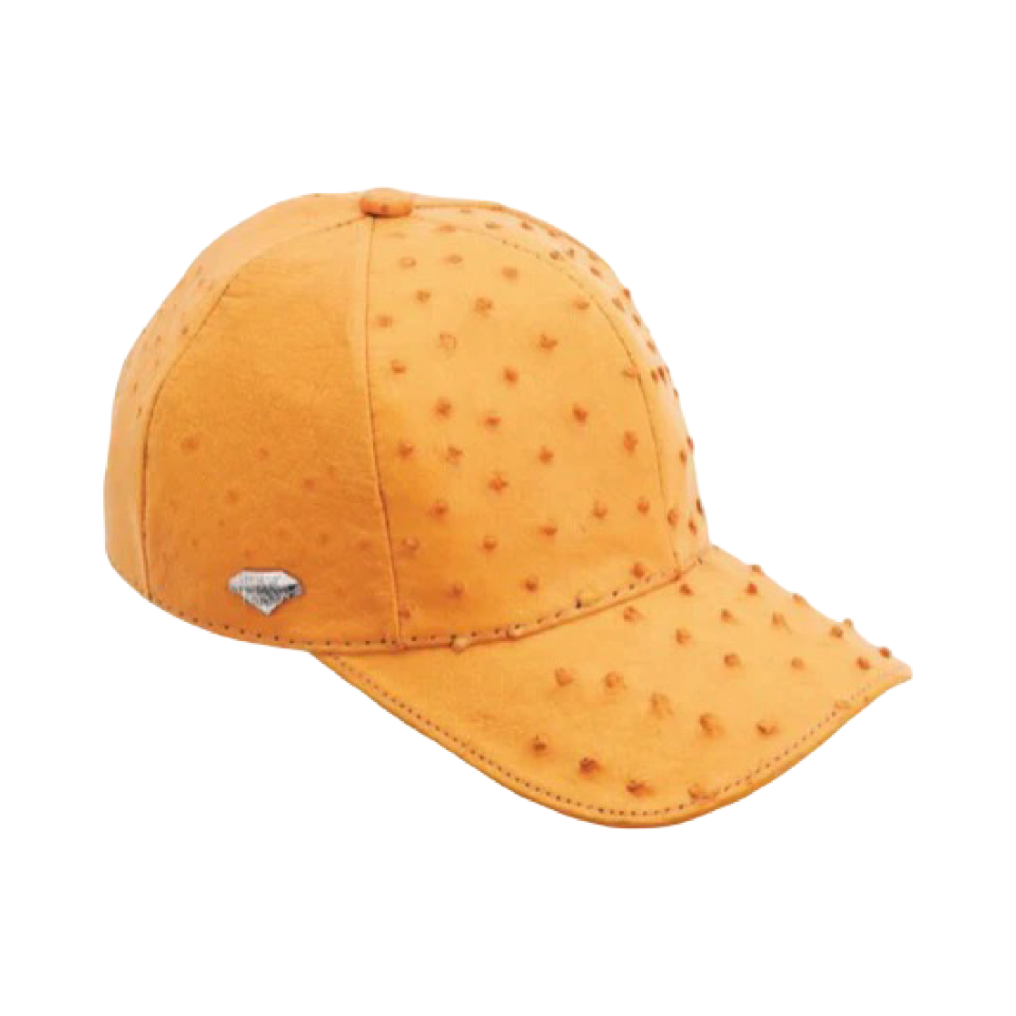 Orange cap with textured pattern on a white background