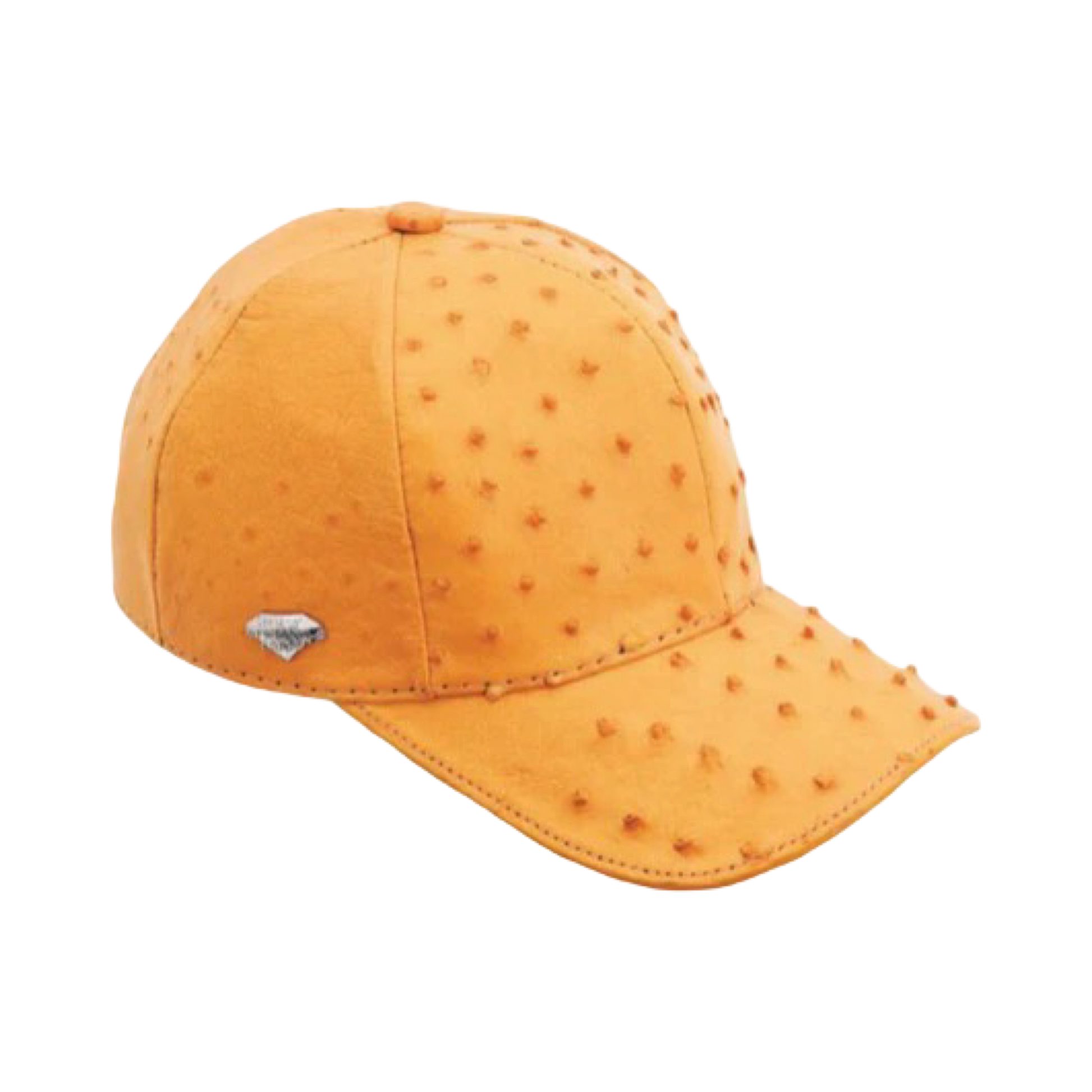Orange cap with textured pattern on a white background