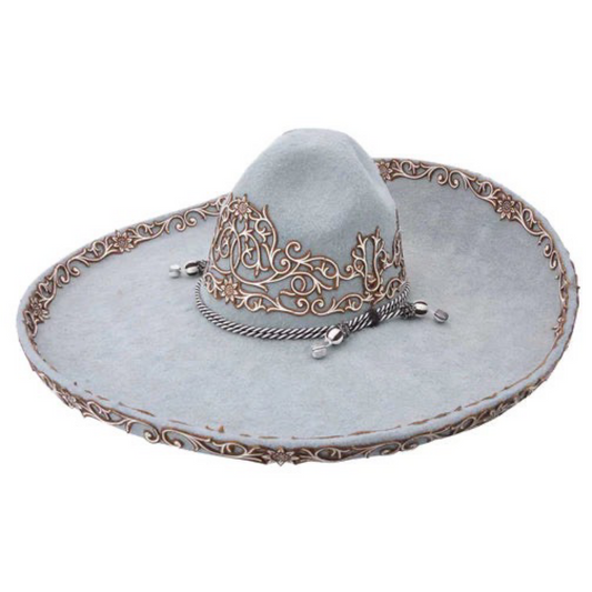 Sombrero Charro Hombre Lazer Gris con Cafe Lana