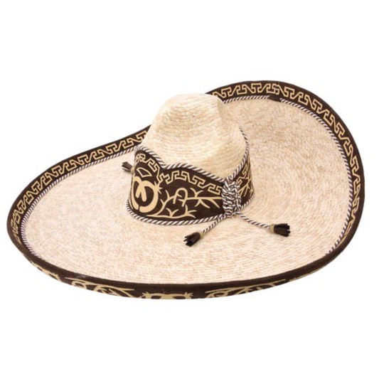 Sombrero Charro Hombre Paja Natural con Cafe