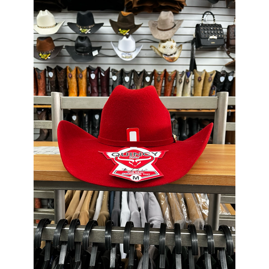 Sombrero vaquero rojo para mujer estilo western elegante, texana moderna de alta calidad.