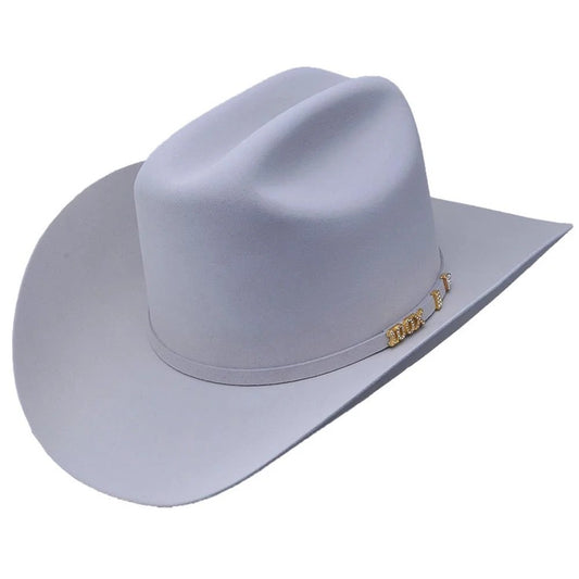 Light Serratelli gray cowboy hat with a brand logo on a white background