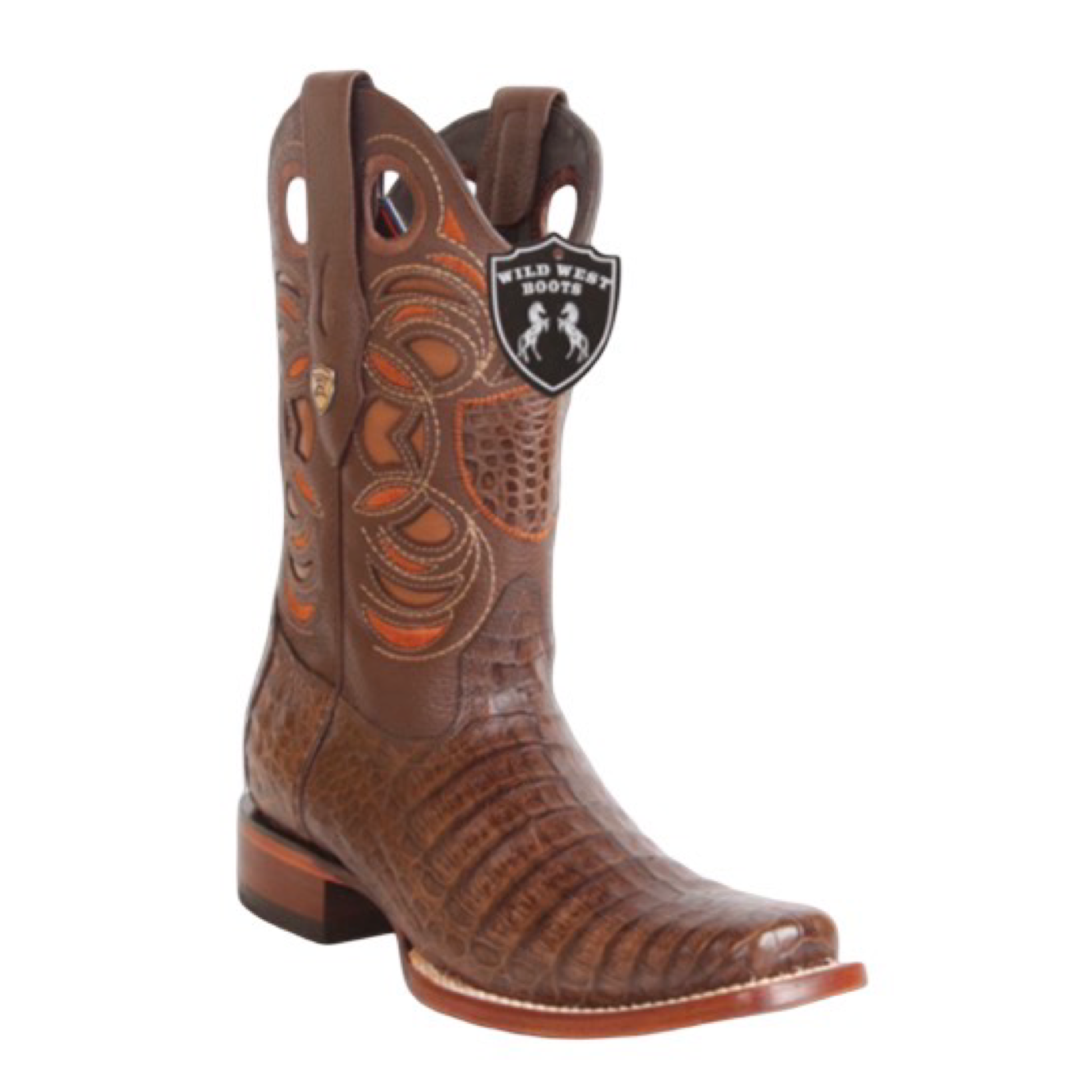 Botas Wild West de cocodrilo color café con horma rodeo